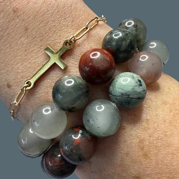 Afphan Blood Stone Bracelet Jewelry crystal beaded accessories handmade boho NEW - Picture 5 of 9